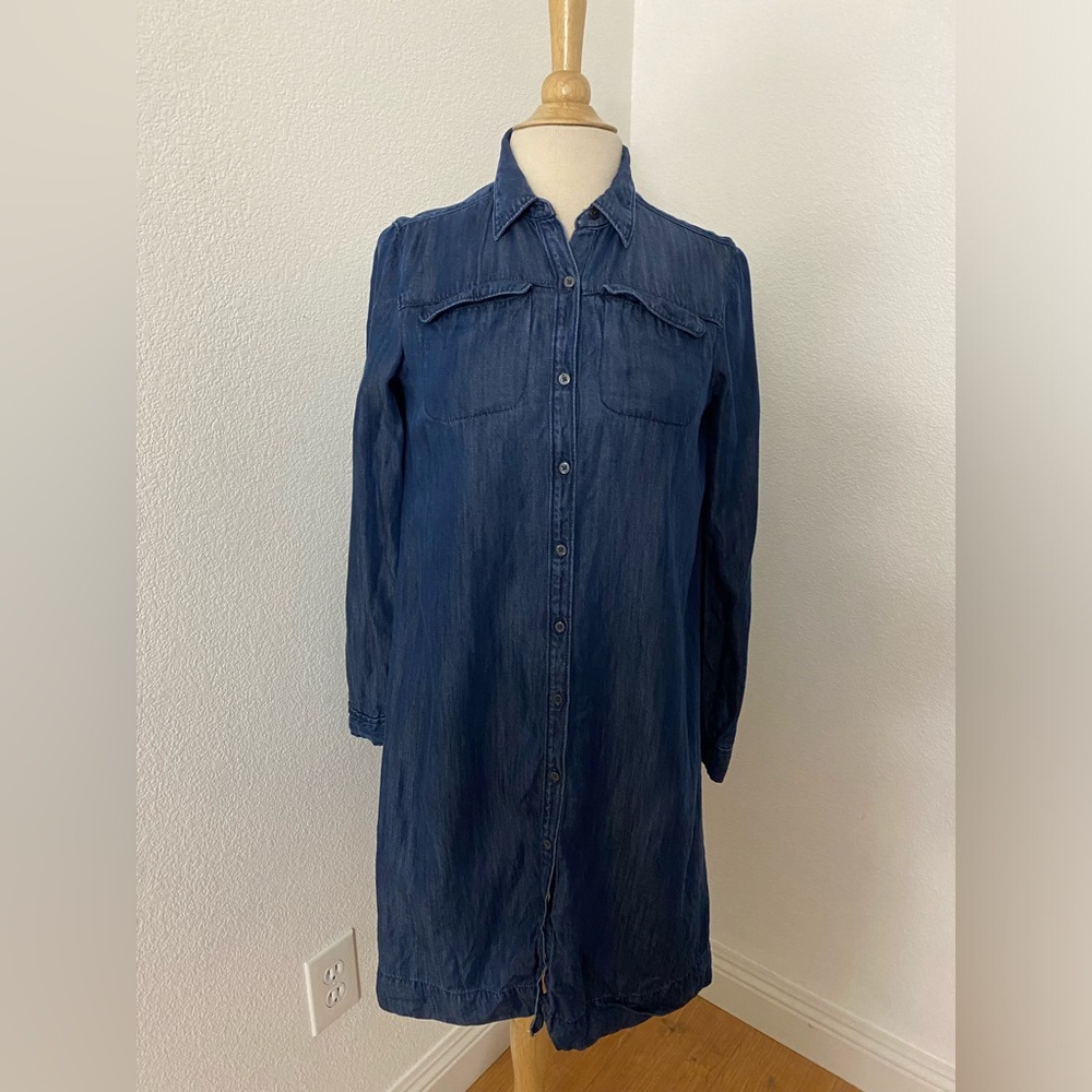 Ann Taylor Loft Denim Long Sleeves Button-Up Dress